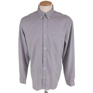 Burberry Brit Mini Houndstooth Button-Down Shirt XL Mens Gray Designer $350